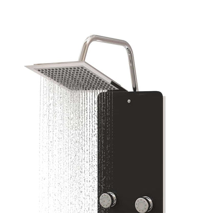 Shower Panel Unit Glass 25x47.5x130 cm Black