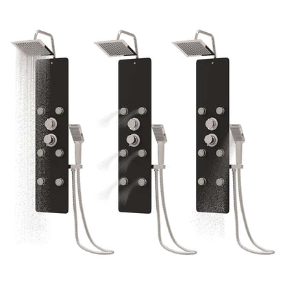 Shower Panel Unit Glass 25x47.5x130 cm Black