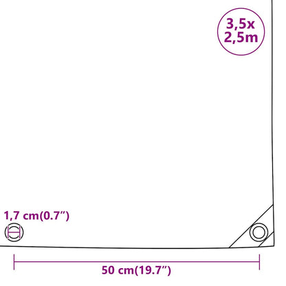 Tarpaulin 650 g/m² 3.5x2.5 m Black