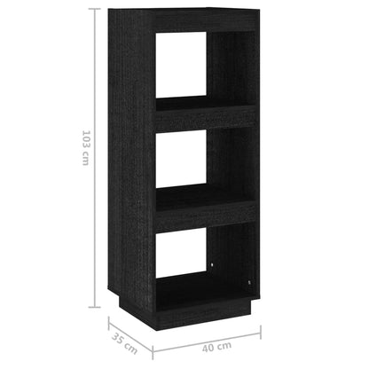 Book Cabinet/Room Divider Black 40x35x103 cm Solid Pinewood