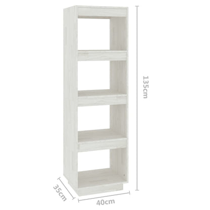 Book Cabinet/Room Divider White 40x35x135 cm Solid Pinewood