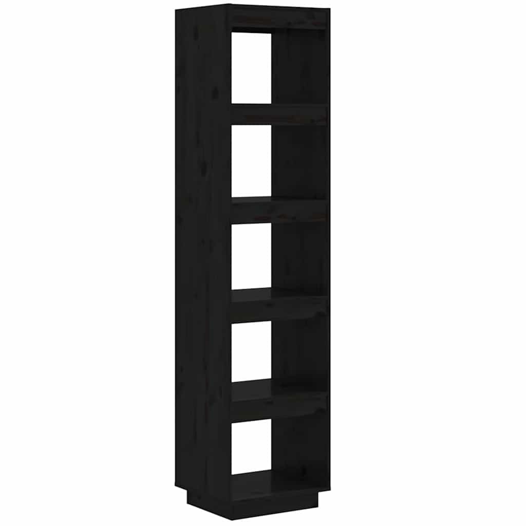 810858 vidaXL Book Cabinet/Room Divider Black 40x35x167 cm Solid Wood Pine