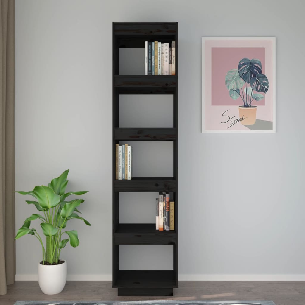 Book Cabinet/Room Divider Black 40x35x167 cm Solid Wood Pine