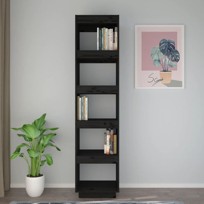 Book Cabinet/Room Divider Black 40x35x167 cm Solid Wood Pine