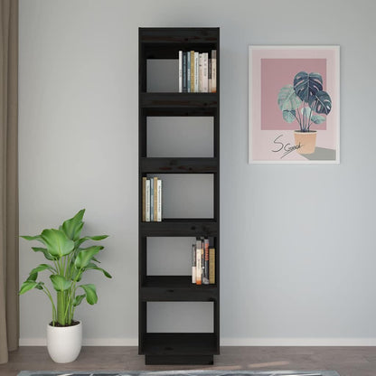 810858 vidaXL Book Cabinet/Room Divider Black 40x35x167 cm Solid Wood Pine
