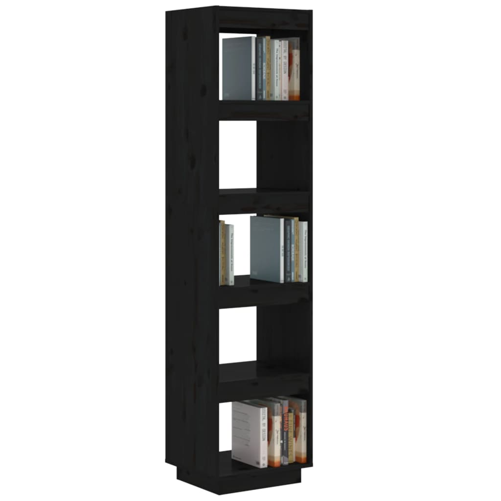 Book Cabinet/Room Divider Black 40x35x167 cm Solid Wood Pine