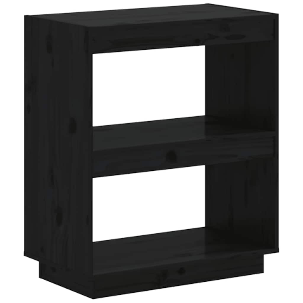 Book Cabinet Black 60x35x71 cm Solid Wood Pine