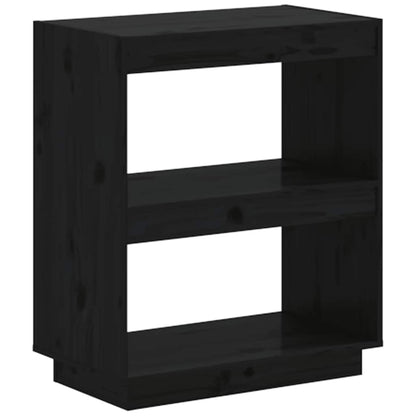 Book Cabinet Black 60x35x71 cm Solid Wood Pine