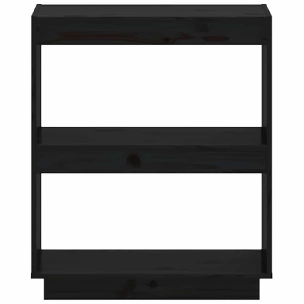 Book Cabinet Black 60x35x71 cm Solid Wood Pine