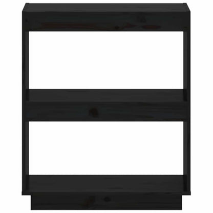 Book Cabinet Black 60x35x71 cm Solid Wood Pine