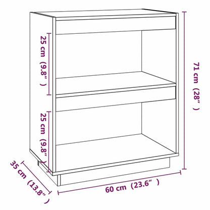Book Cabinet Black 60x35x71 cm Solid Wood Pine
