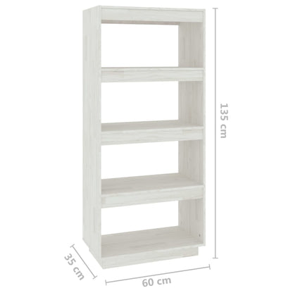 Book Cabinet/Room Divider White 60x35x135 cm Solid Pinewood