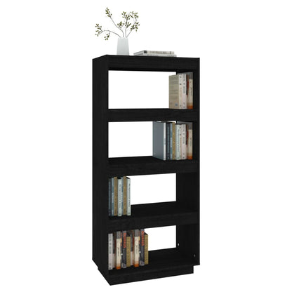 Book Cabinet/Room Divider Black 60x35x135 cm Solid Pinewood