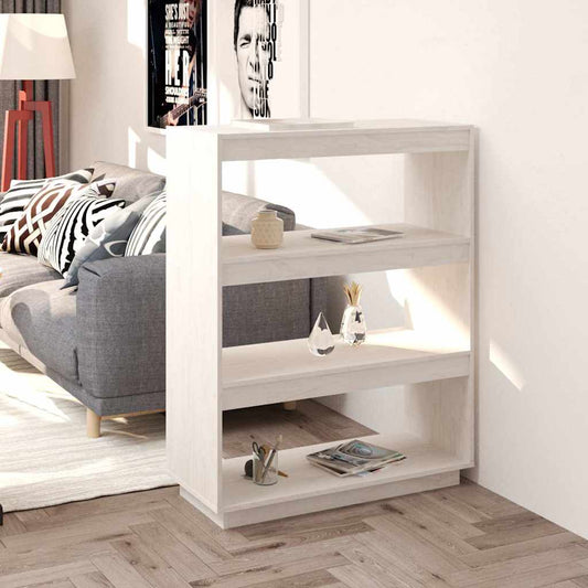 Book Cabinet/Room Divider White 80x35x103 cm Solid Wood Pine