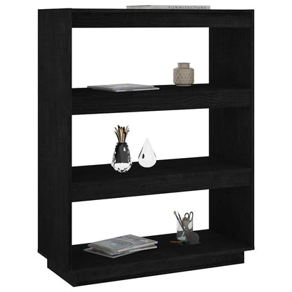 Book Cabinet/Room Divider Black 80x35x103 cm Solid Wood Pine