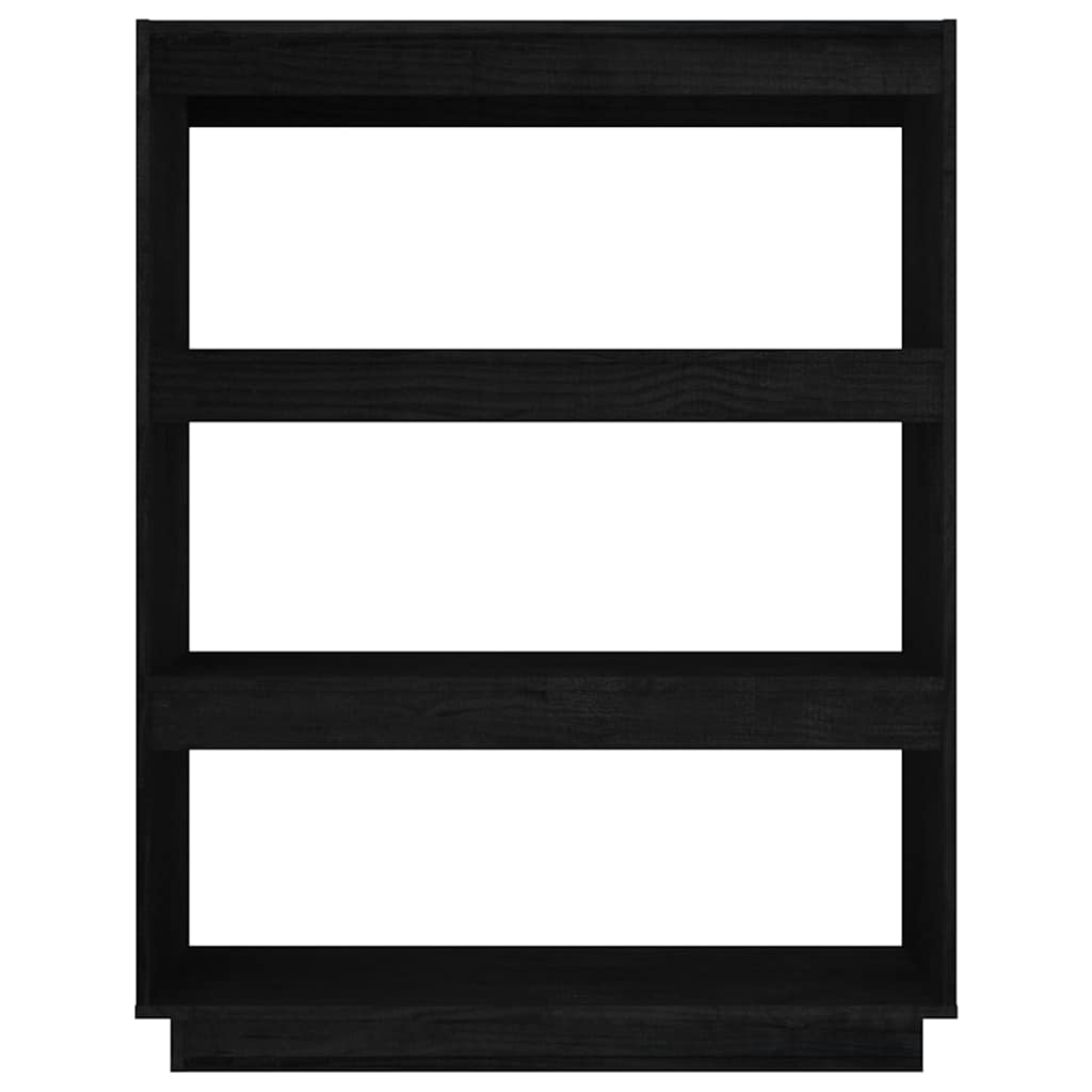 Book Cabinet/Room Divider Black 80x35x103 cm Solid Wood Pine