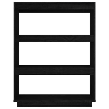 Book Cabinet/Room Divider Black 80x35x103 cm Solid Wood Pine