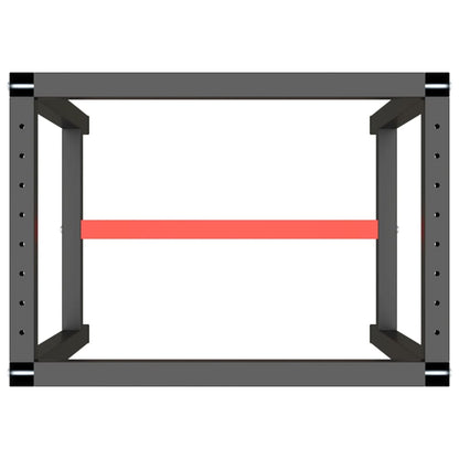 Work Bench Frame Matte Black and Matte Red 70x50x79 cm Metal