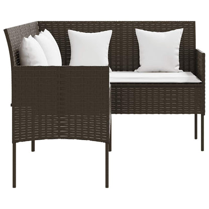 5 Piece L-shaped Couch Sofa Set with Cushions Poly Rattan Brown