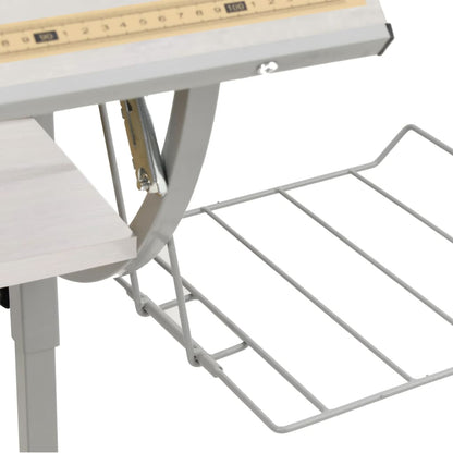 Craft Desk White&Grey 110x53x(58-87) cm Engineered Wood&Steel