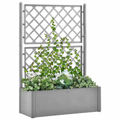 Garden Raised Bed with Trellis and Self Watering System Grey