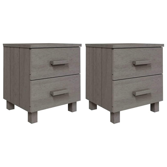 Bedside Cabinets"HAMAR"2 pcs Light Grey 40x35x44,5cm Solid Wood