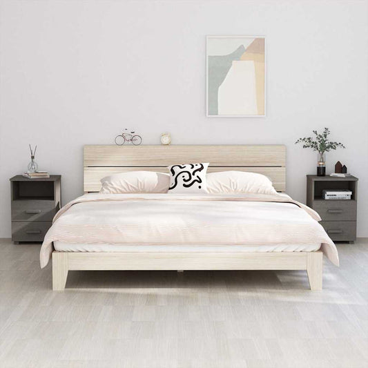 Bedside Cabinets"HAMAR"2 pcs Light Grey 40x35x62 cm Solid Wood