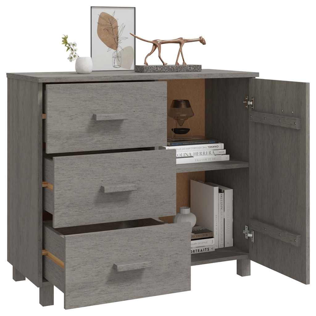 Sideboard "HAMAR" Light Grey 90x40x80 cm Solid Pinewood