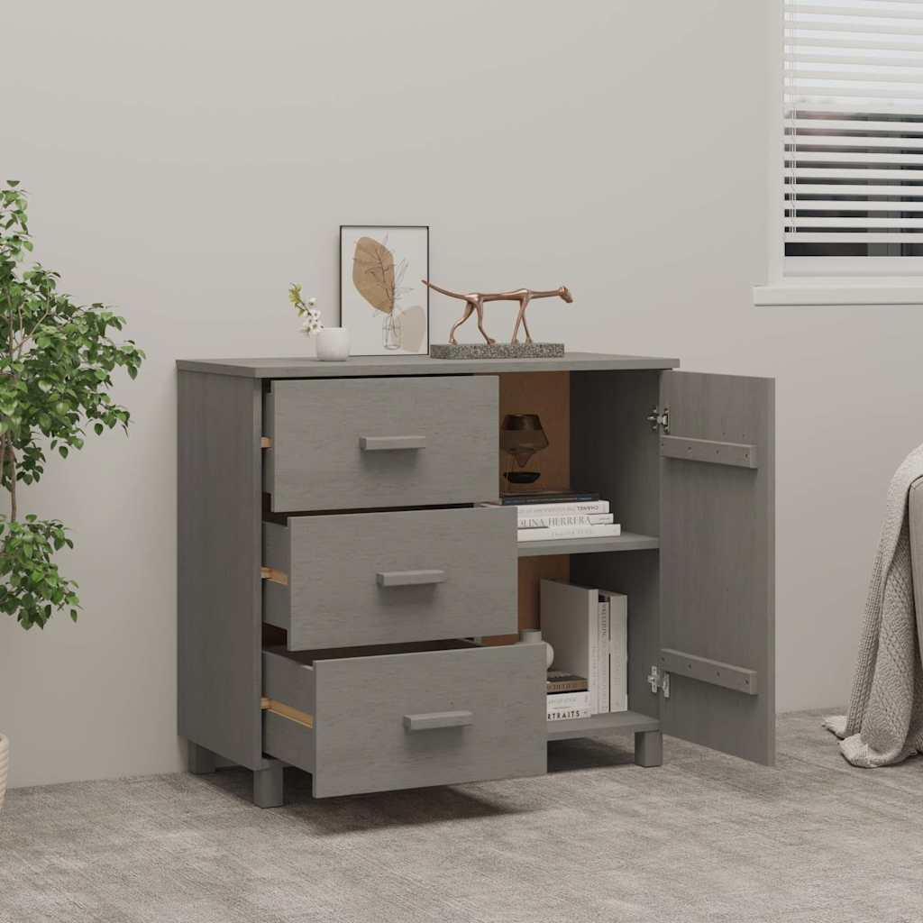 Sideboard "HAMAR" Light Grey 90x40x80 cm Solid Pinewood