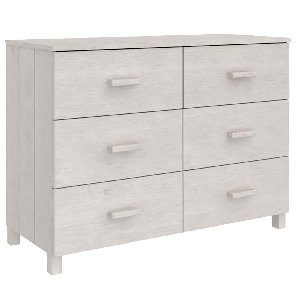 Sideboard "HAMAR" White 113x40x80 cm Solid Wood Pine