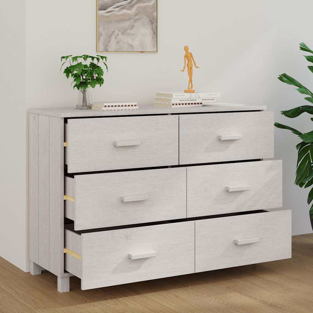 Sideboard "HAMAR" White 113x40x80 cm Solid Wood Pine