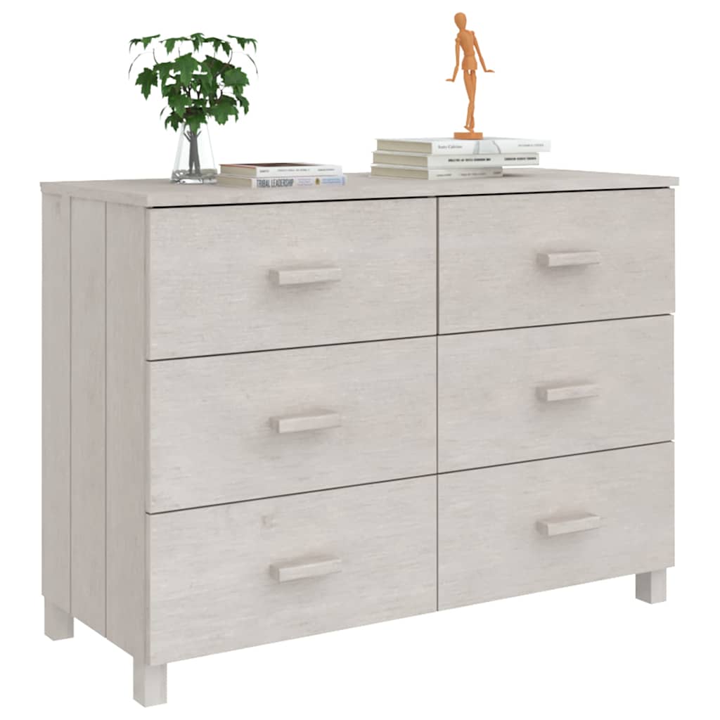 Sideboard "HAMAR" White 113x40x80 cm Solid Wood Pine