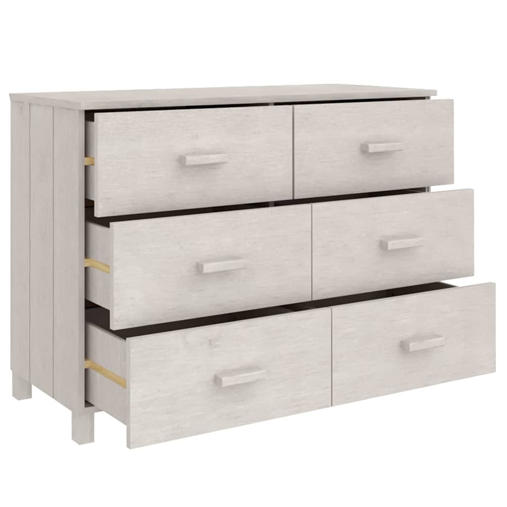 Sideboard "HAMAR" White 113x40x80 cm Solid Wood Pine