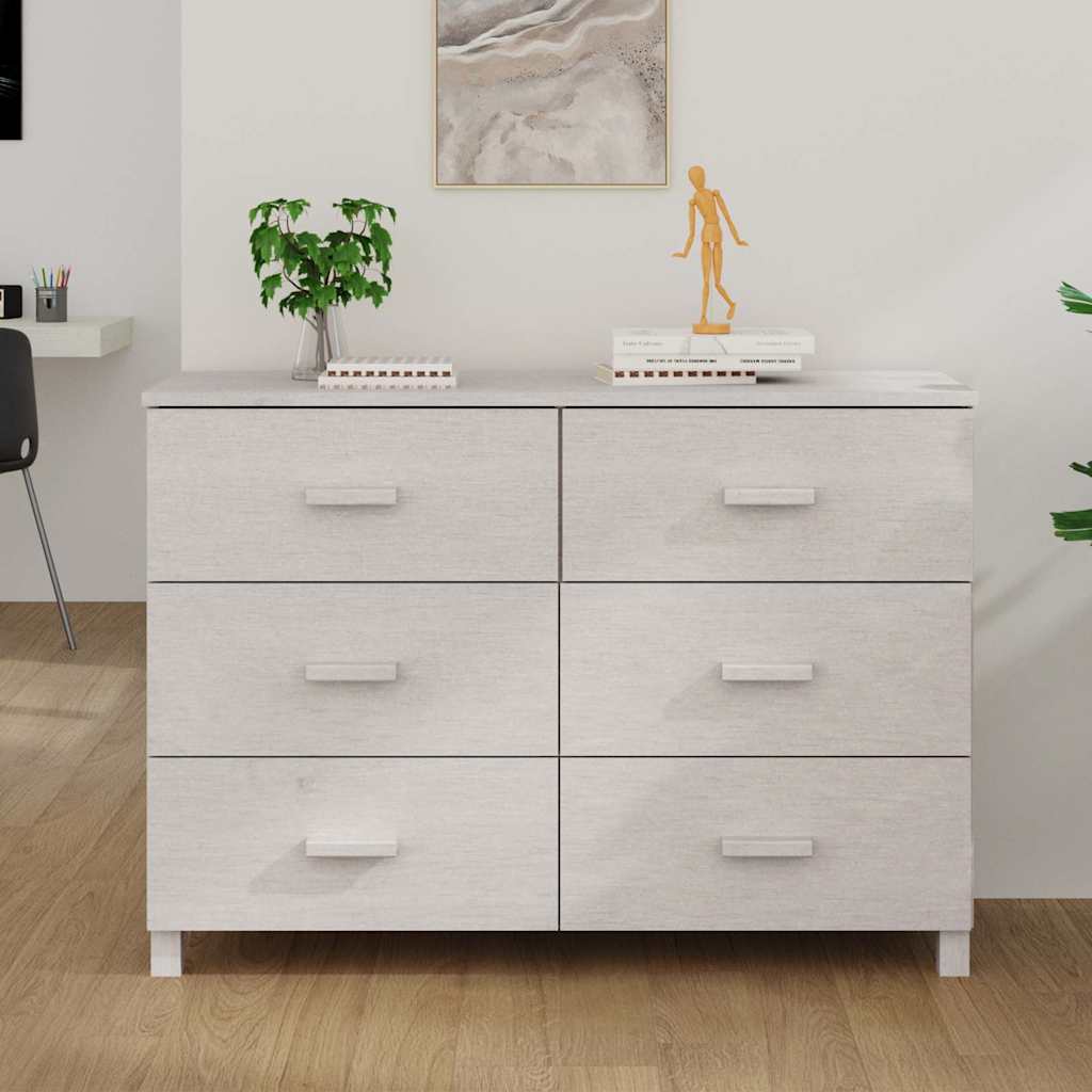 Sideboard "HAMAR" White 113x40x80 cm Solid Wood Pine