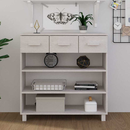 Console Table "HAMAR" White 90x35x90 cm Solid Wood Pine