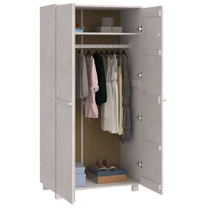 Wardrobe "HAMAR" White 89x50x180 cm Solid Wood Pine