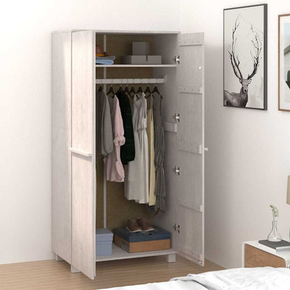 Wardrobe "HAMAR" White 89x50x180 cm Solid Wood Pine
