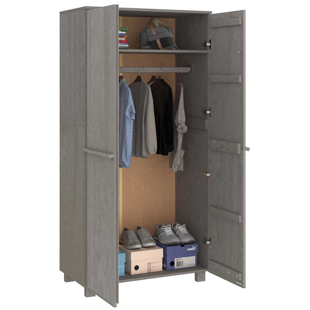 Wardrobe "HAMAR" Light Grey 89x50x180 cm Solid Wood Pine