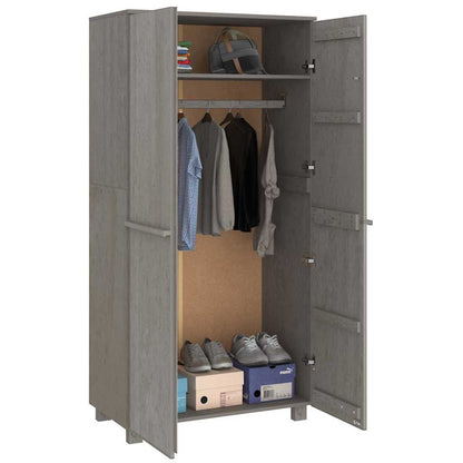 Wardrobe "HAMAR" Light Grey 89x50x180 cm Solid Wood Pine
