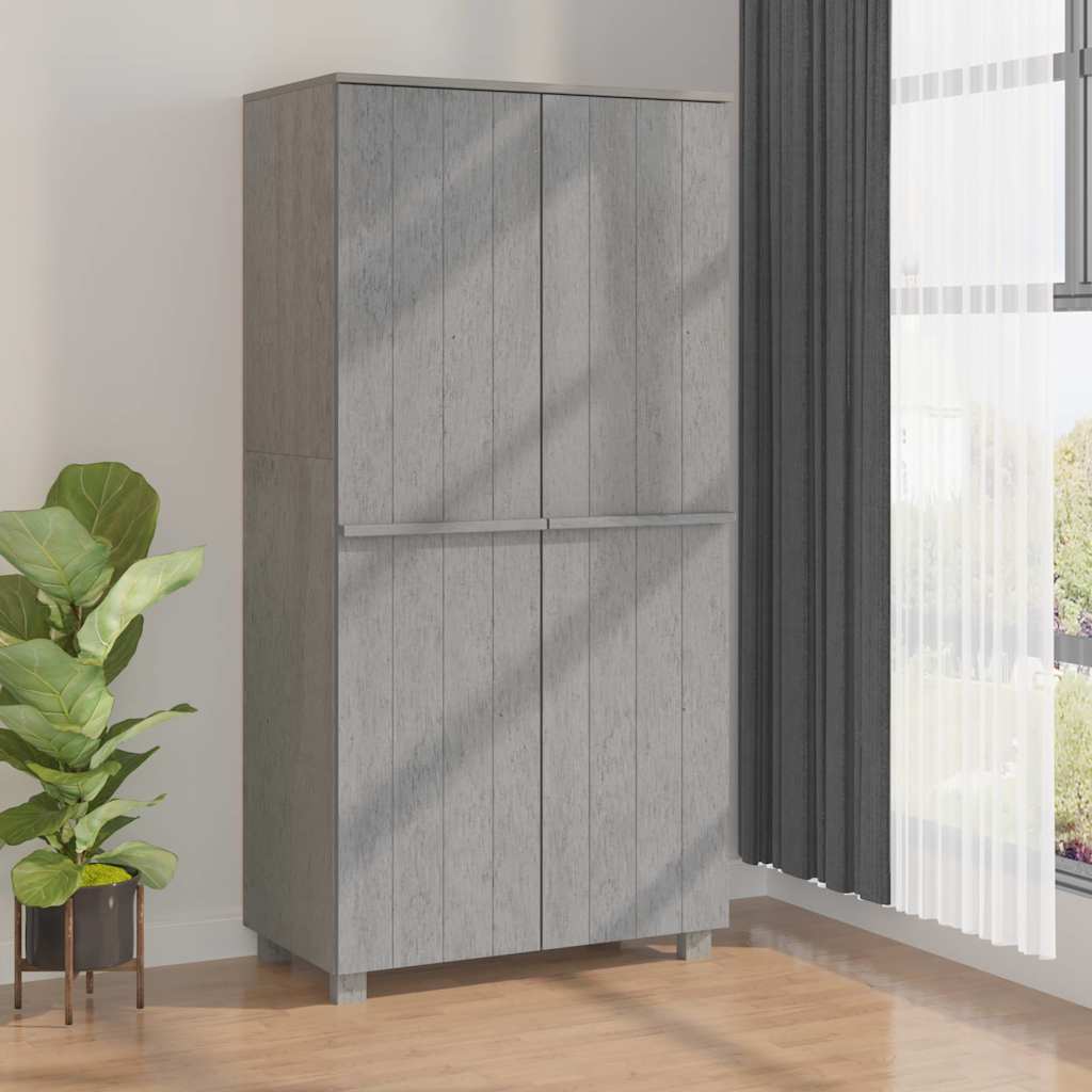 Wardrobe "HAMAR" Light Grey 89x50x180 cm Solid Wood Pine