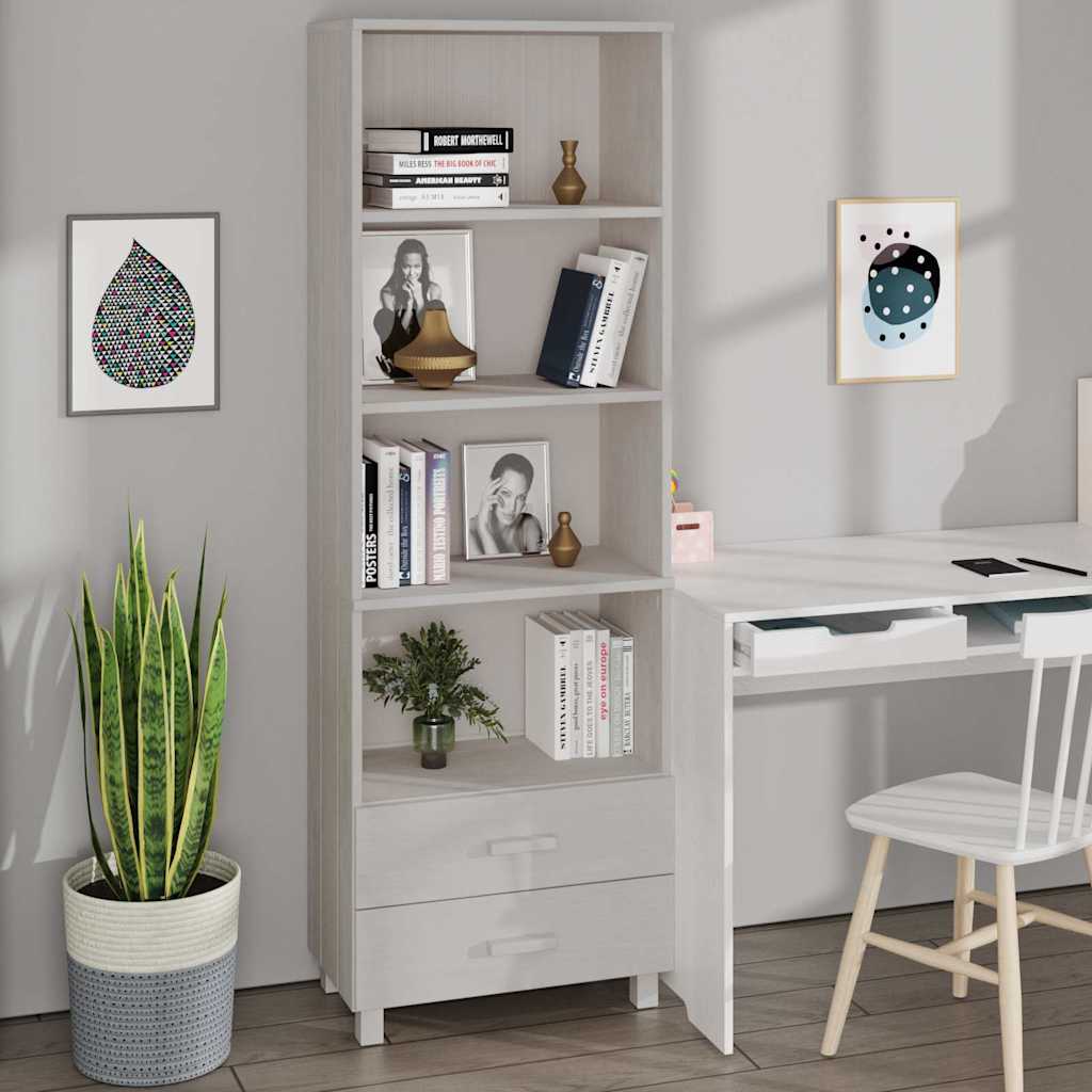 Highboard "HAMAR" White 60x35x180 cm Solid Wood Pine