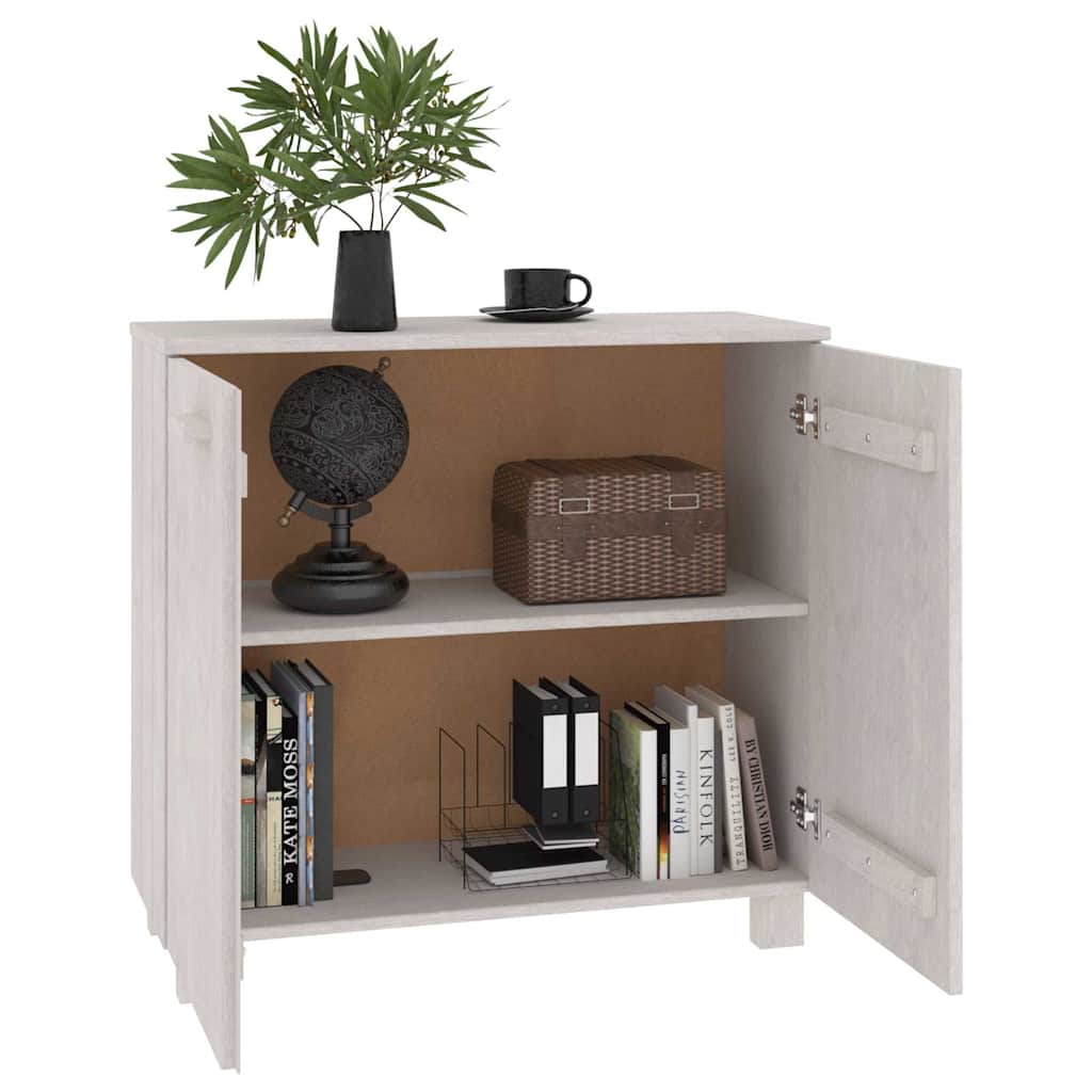 Sideboard "HAMAR" White 85x35x80 cm Solid Wood Pine