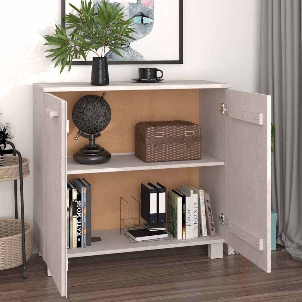 Sideboard "HAMAR" White 85x35x80 cm Solid Wood Pine