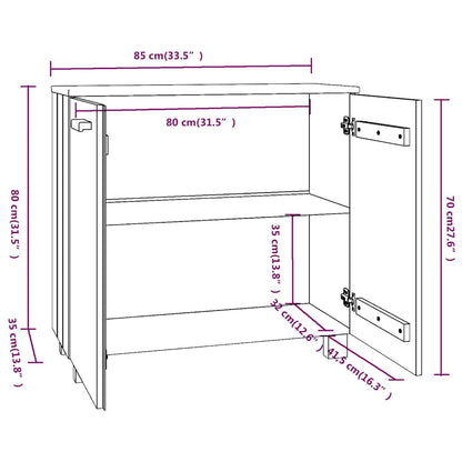 Sideboard "HAMAR" White 85x35x80 cm Solid Wood Pine