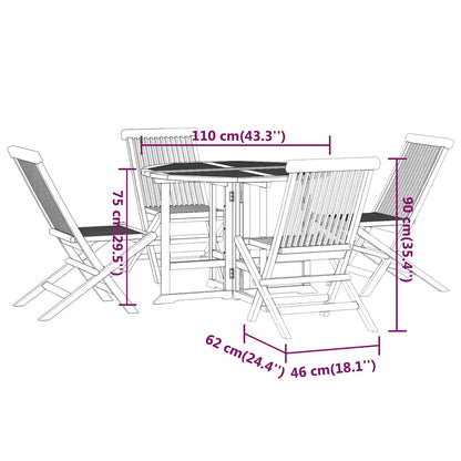 Outdoor Dining Set | Teak | Solid teak wood | Medium | Foldable