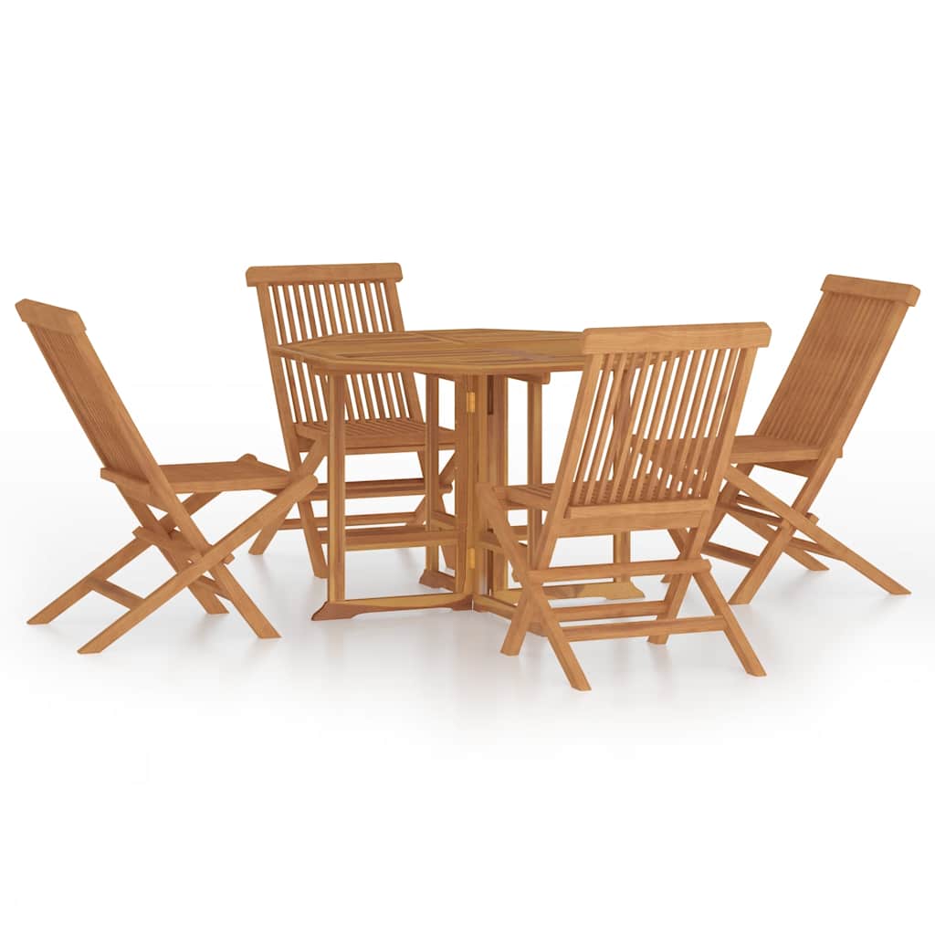 Outdoor Dining Set | Teak Brown | Solid teak wood | Compact | Foldable