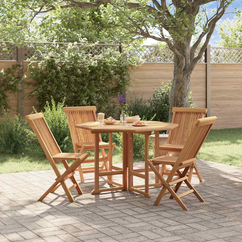 Outdoor Dining Set | Teak Brown | Solid teak wood | Compact | Foldable