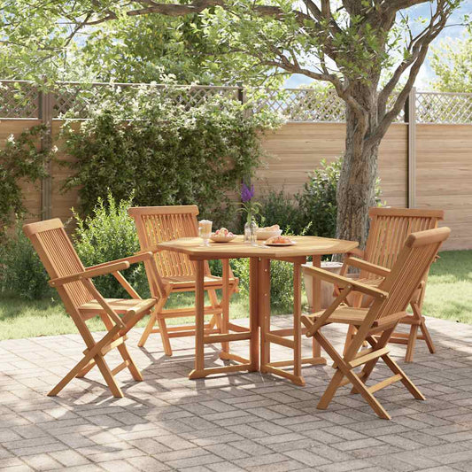 5 Piece Folding Outdoor Dining Set Solid Wood Teak