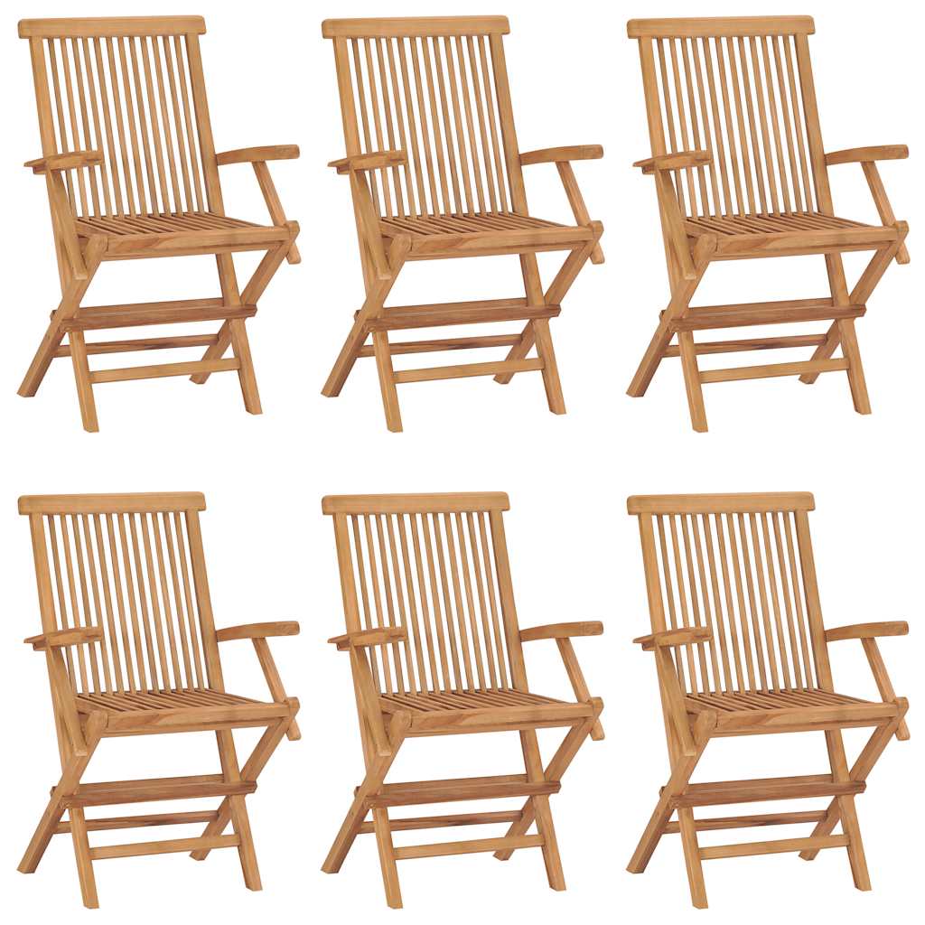 Garden Chair | Set of 6 | Brown | Solid Teak Wood | Standard | Foldable