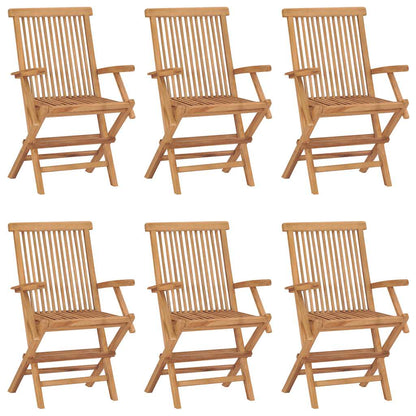 Garden Chair | Set of 6 | Brown | Solid Teak Wood | Standard | Foldable